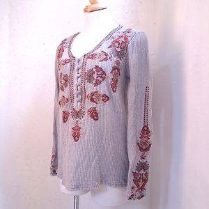 Sundance | Grey floral embroidered cottagecore women's sweater